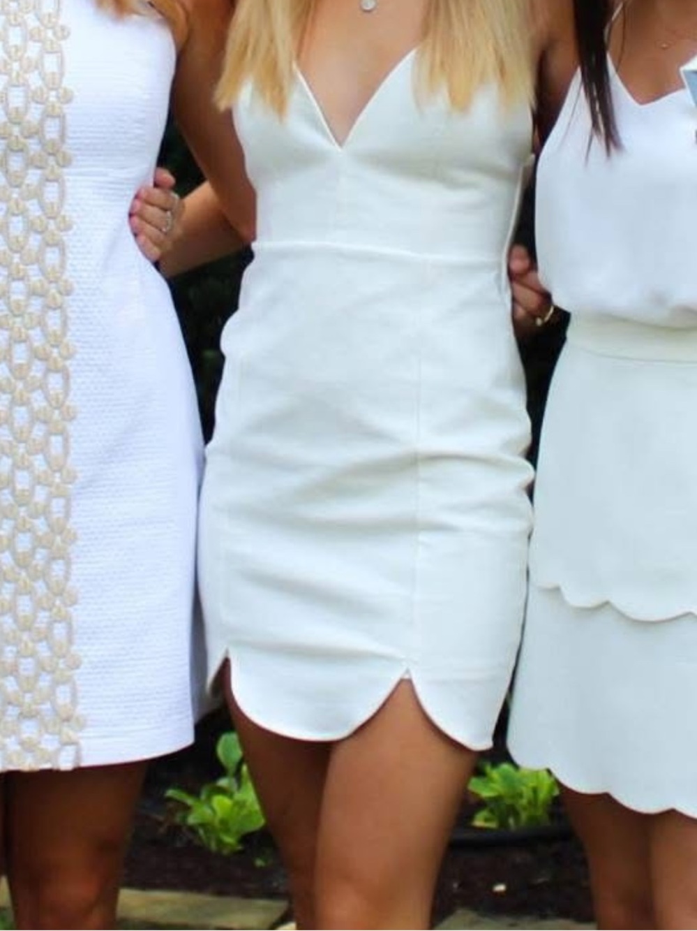 Lulu's Cream Scalloped Hem Bodycon Mini Dress